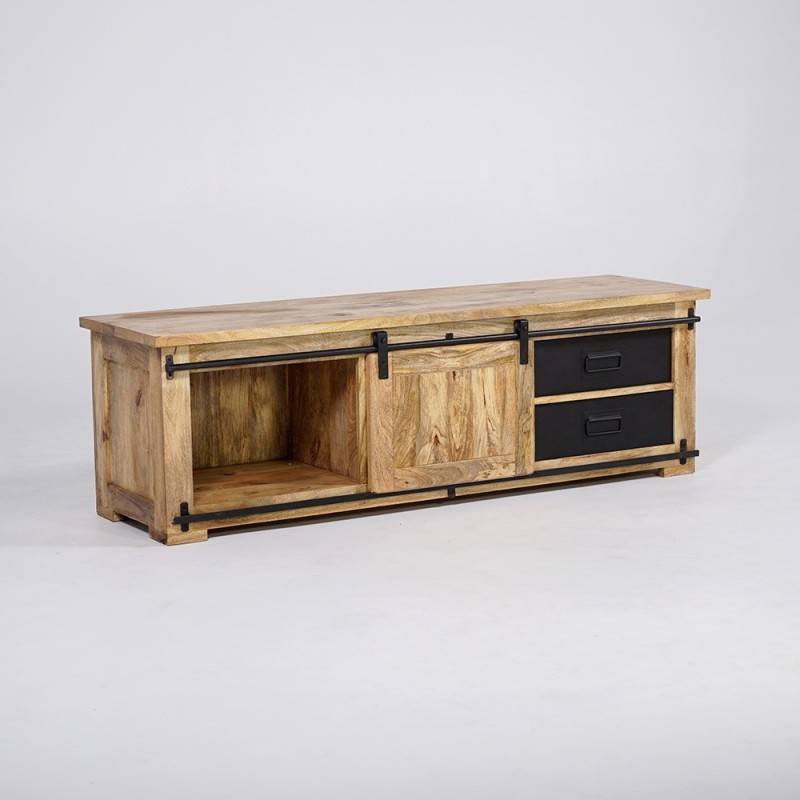 Meuble TV industriel bois et métal 160 cm - Paris