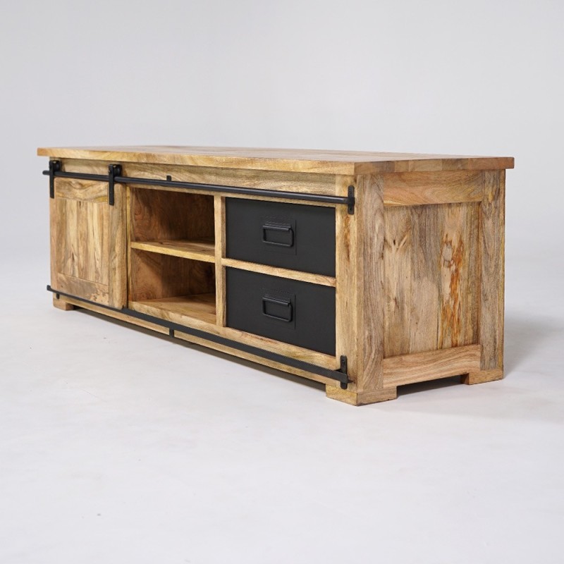 Meuble TV industriel bois et métal 160 cm - Paris