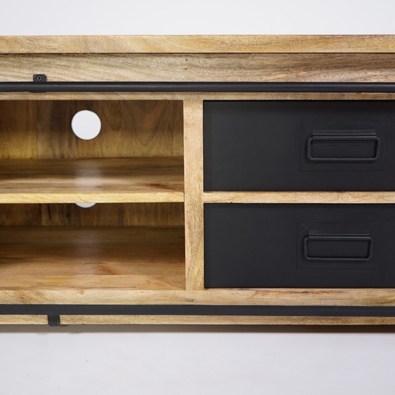 Meuble TV industriel bois et métal 160 cm - Paris