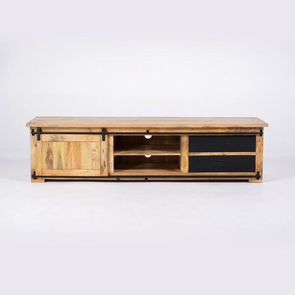 Meuble TV industriel bois et métal 200 cm - Paris