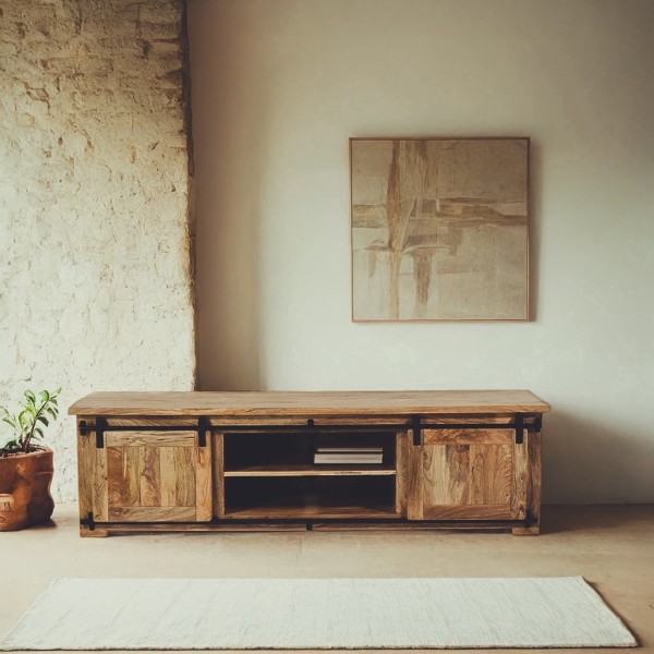 Meuble TV industriel bois et métal 180 cm - Paris