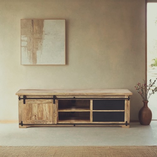 Meuble TV industriel bois et métal 160 cm - Paris
