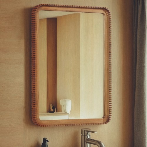 Miroir rectangulaire en bois de teck 80 x 60 cm - Beria