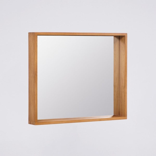 Mirroir de salle de bain en teck 80 x 66 cm - Arya