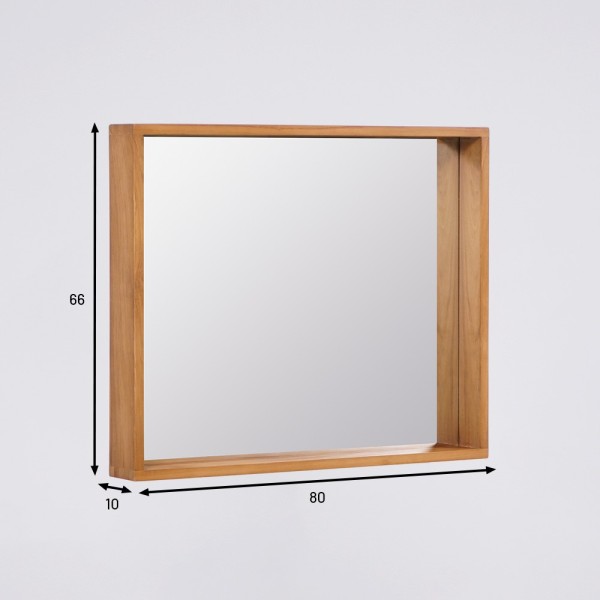 Mirroir de salle de bain en teck 80 x 66 cm - Arya