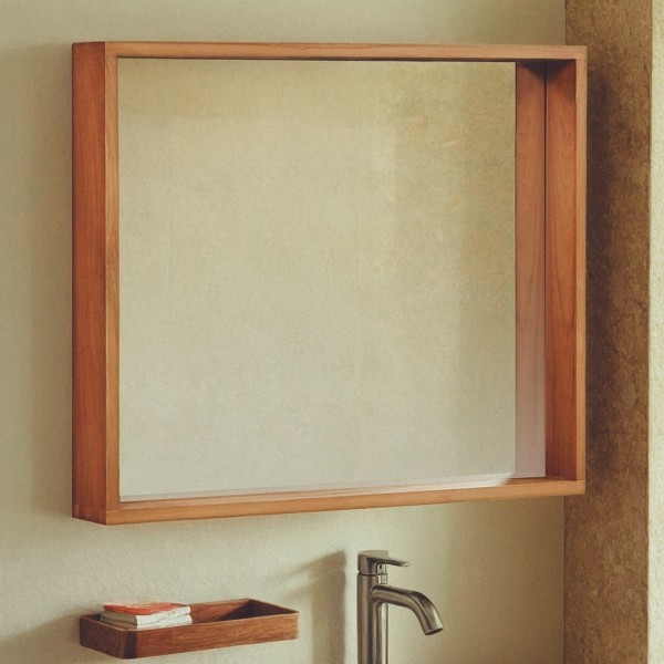 Mirroir de salle de bain en teck 80 x 66 cm - Arya
