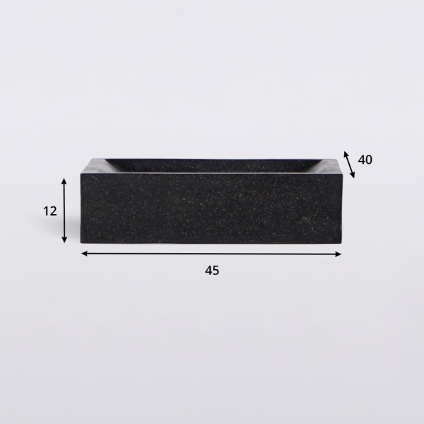 Vasque rectangulaire en terrazzo noir 45 cm x 40 cm - Mayuri