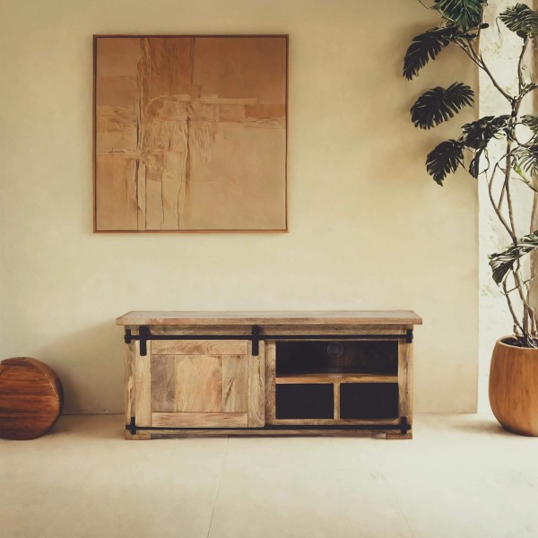 Meuble TV industriel bois et métal 120 cm - Paris