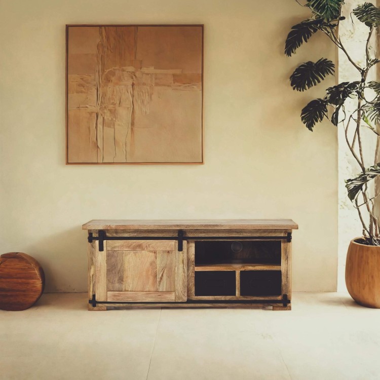 Meuble TV industriel bois et métal 120 cm - Paris