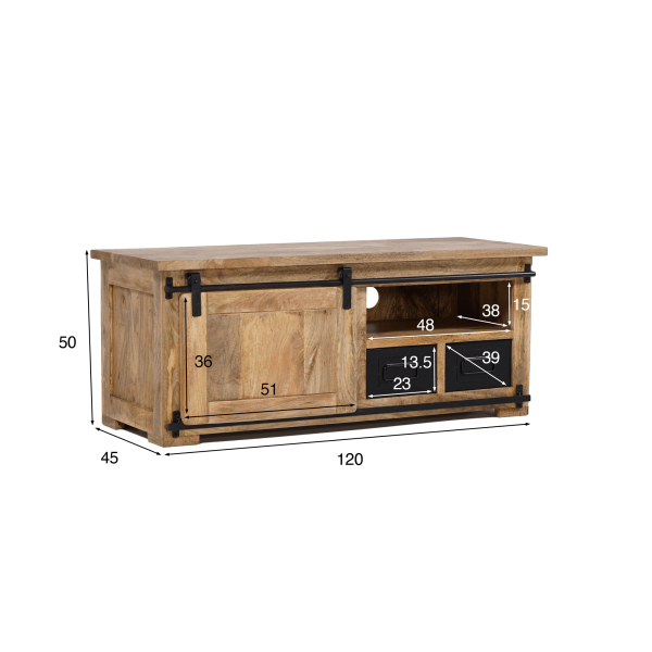 Meuble TV industriel bois et métal 120 cm - Paris