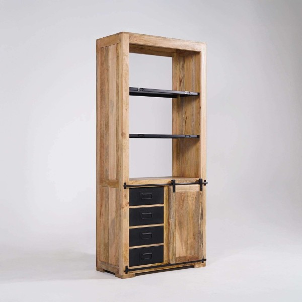 Bibliothèque bois et métal 90cm - Paris