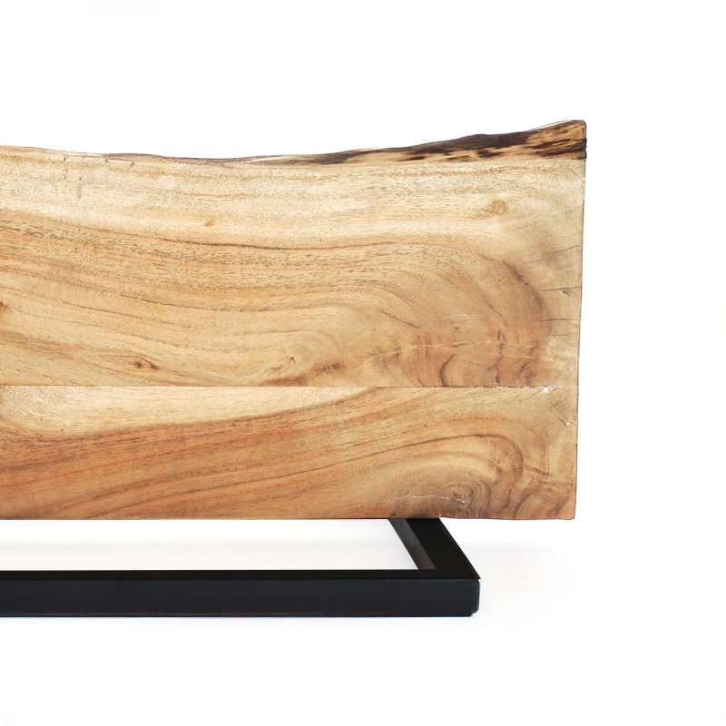 Etagère murale 90 cm avec plateau en bois massif à bord naturel