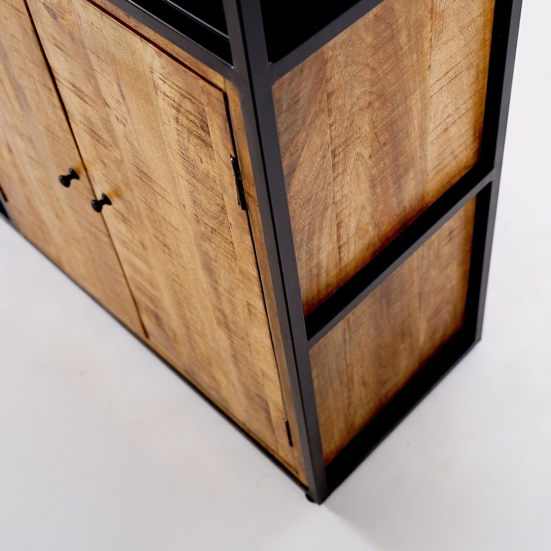 Bibliothèque étagère en métal et bois naturel 140cm - Diane