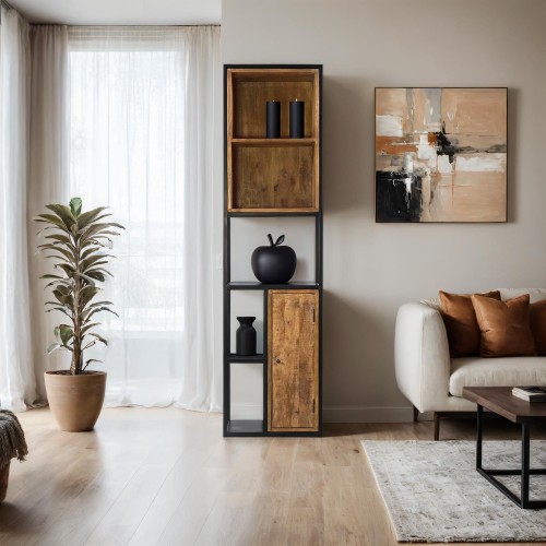 Bibliothèque étagère en métal et bois naturel 50cm - Diane