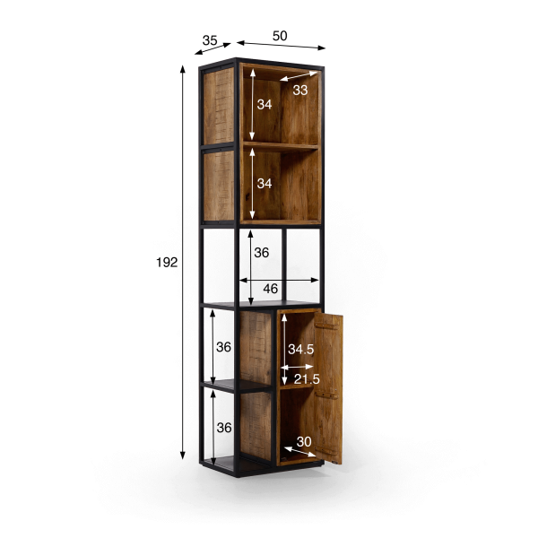 Bibliothèque étagère en métal et bois naturel 50cm - Diane
