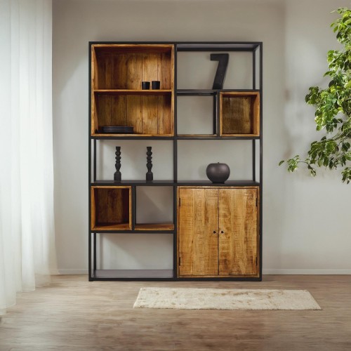 Bibliothèque étagère en métal et bois naturel 140cm - Diane