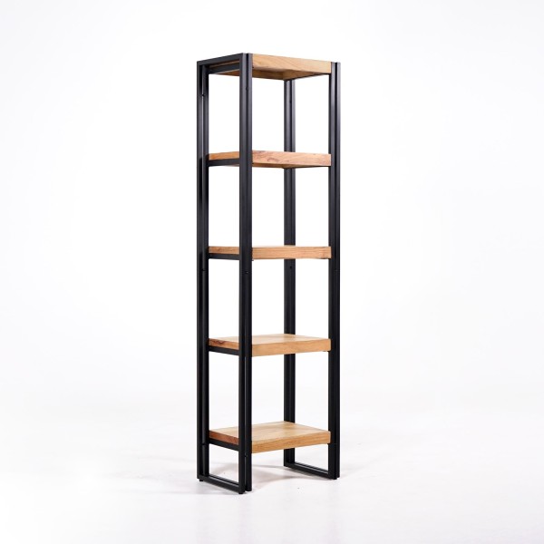 Colonne industrielle en bois massif et métal 50 x 180 - Liverpool