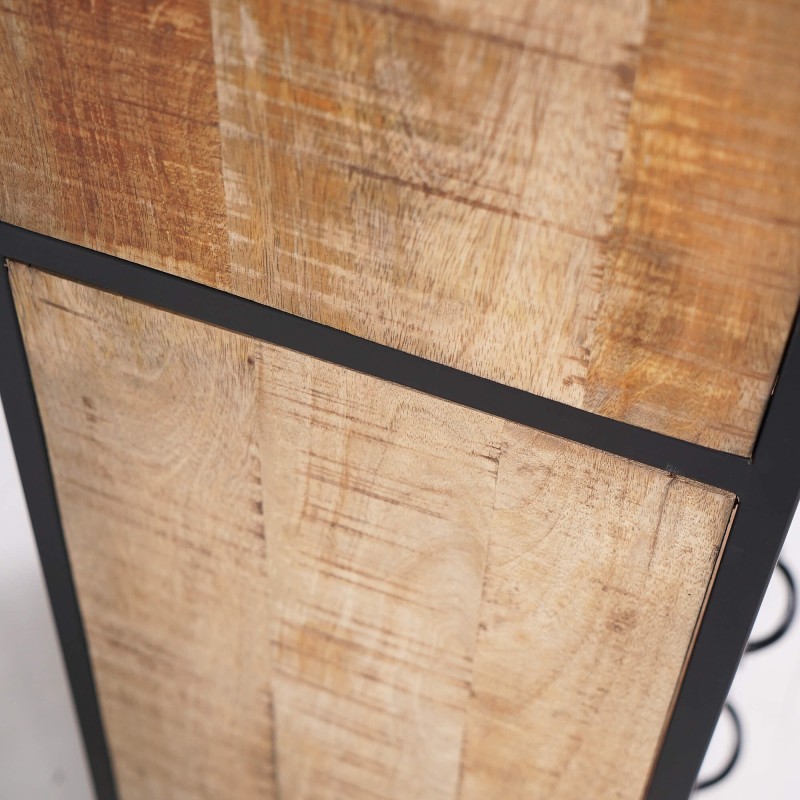 Bibliothèque étagère industrielle bois massif 60 cm x 185 cm - Walter