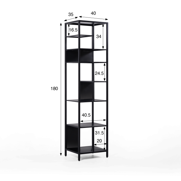 Étagère en métal noir 40 x 180 cm - New York