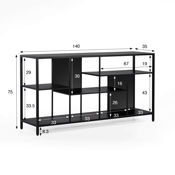 Étagère en métal noir 140 x 75 cm - New York
