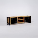 Meuble TV 160 cm en bois massif et métal - Kansas
