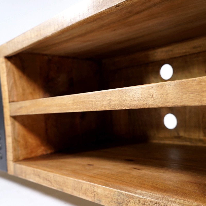 Meuble TV 200 cm en bois massif et métal  - Kansas