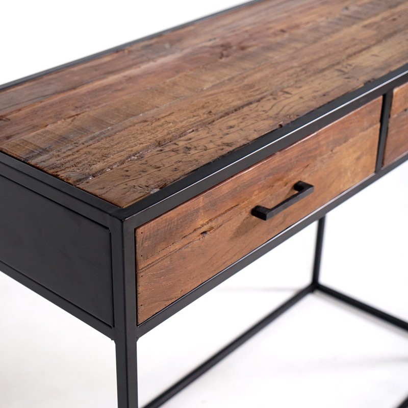 Console industrielle en bois recyclé - Recycled