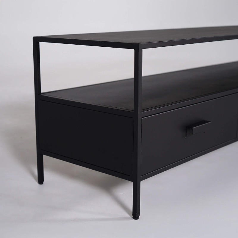 Meuble TV industriel métal noir 3 tiroirs - New York