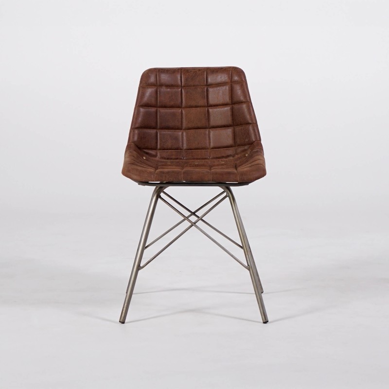 Chaise industrielle en cuir gaufré