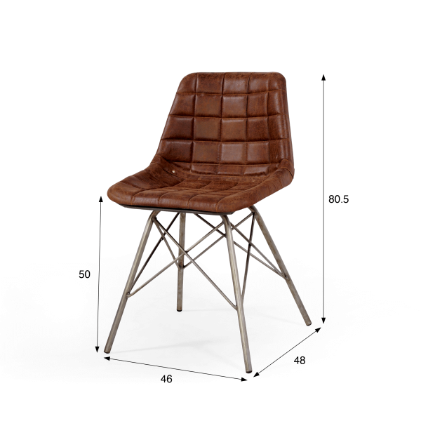 Chaise industrielle en cuir gaufré