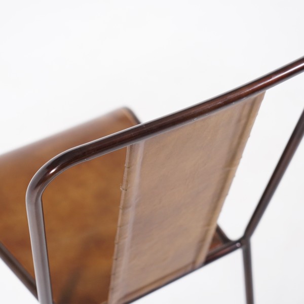 Chaise industrielle cuir cuivre 2