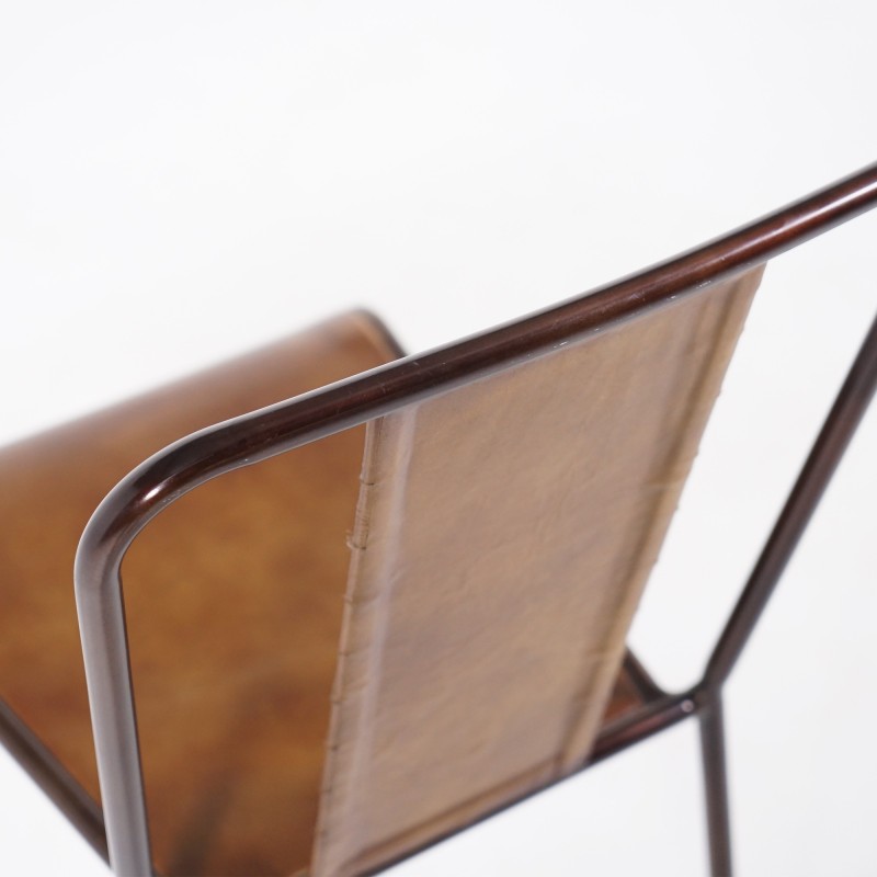 Chaise industrielle cuir cuivre 2