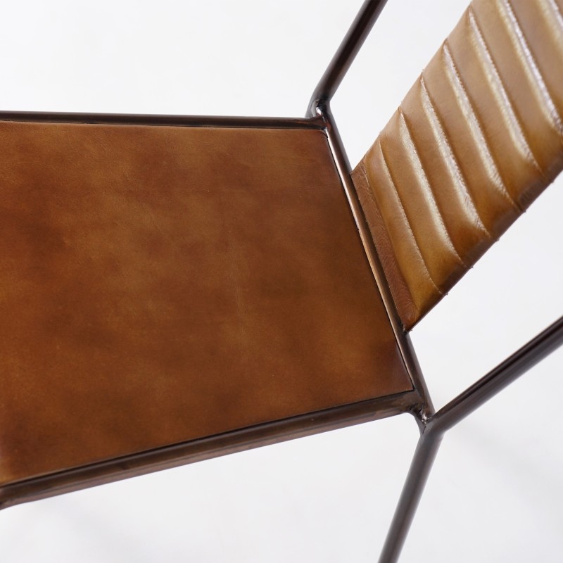 Chaise industrielle cuir cuivre 2