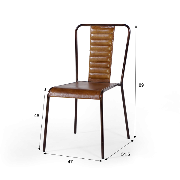 Chaise industrielle cuir cuivre 2