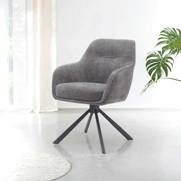 Chaise de salle à manger pivotante en tissu anthracite - Avola