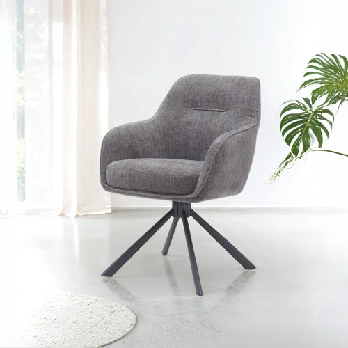 Chaise de salle à manger pivotante en tissu anthracite - Avola