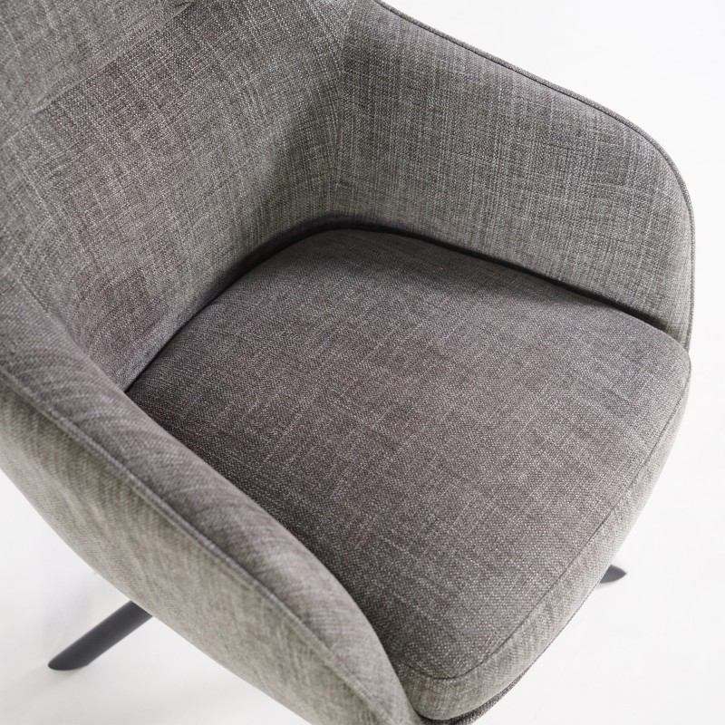Chaise de salle à manger pivotante en tissu anthracite - Avola