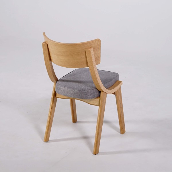 Chaise de salle à manger en chêne naturel et tissu gris - Svea
