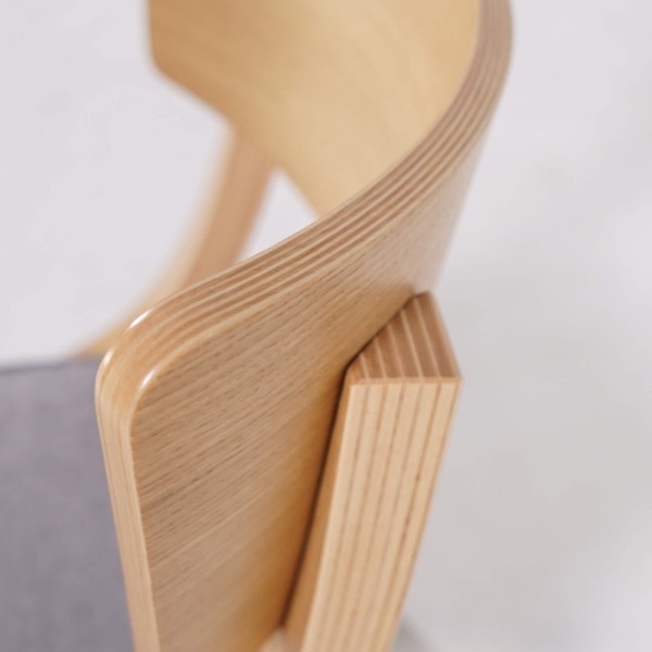 Chaise de salle à manger en chêne naturel et tissu gris - Svea