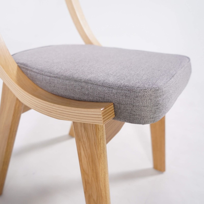 Chaise de salle à manger en chêne naturel et tissu gris - Svea