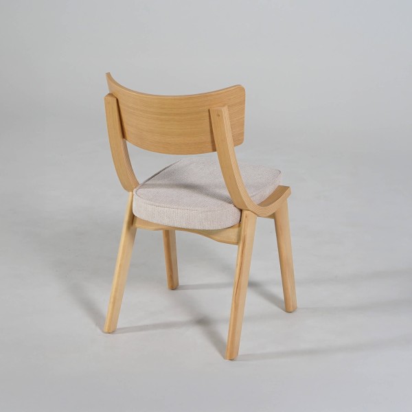 Chaise de salle à manger en hêtre naturel et tissu beige - Svea