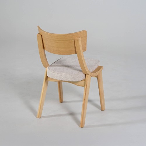 Chaise de salle à manger en hêtre naturel et tissu beige - Svea