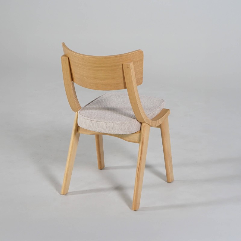 Chaise de salle à manger en hêtre naturel et tissu beige - Svea