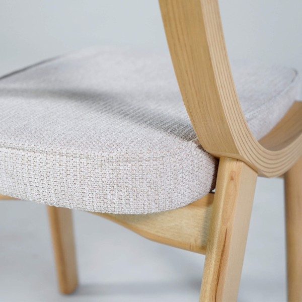 Chaise de salle à manger en hêtre naturel et tissu beige - Svea