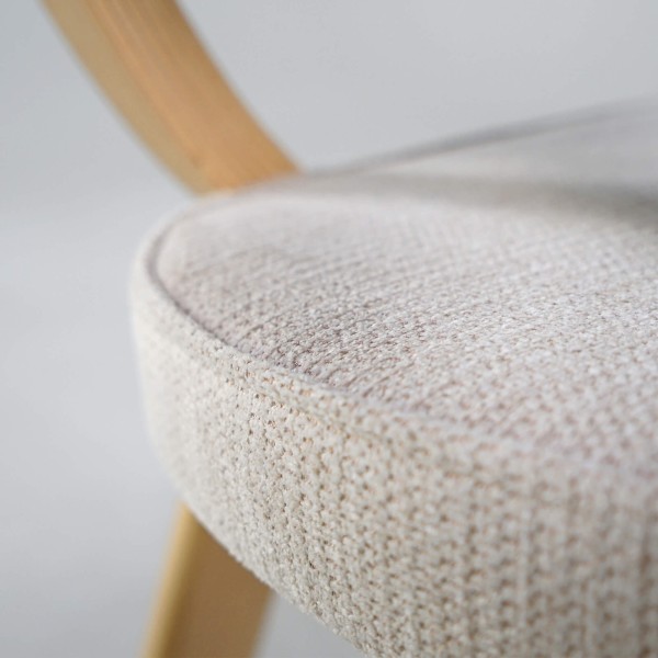 Chaise de salle à manger en hêtre naturel et tissu beige - Svea