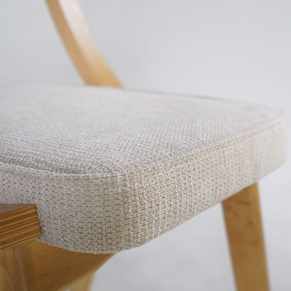 Chaise de salle à manger en hêtre naturel et tissu beige - Svea