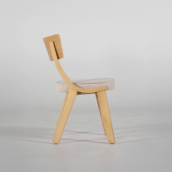 Chaise de salle à manger en hêtre naturel et tissu beige - Svea