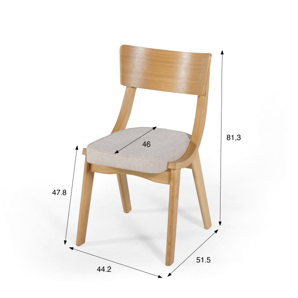 Chaise de salle à manger en hêtre naturel et tissu beige - Svea