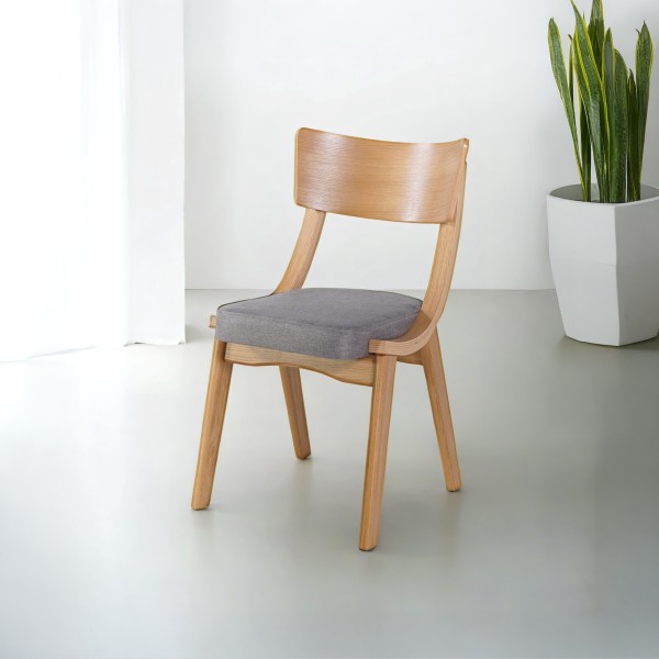 Chaise de salle à manger en chêne naturel et tissu gris - Svea