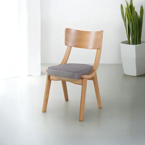 Chaise de salle à manger en chêne naturel et tissu gris - Svea